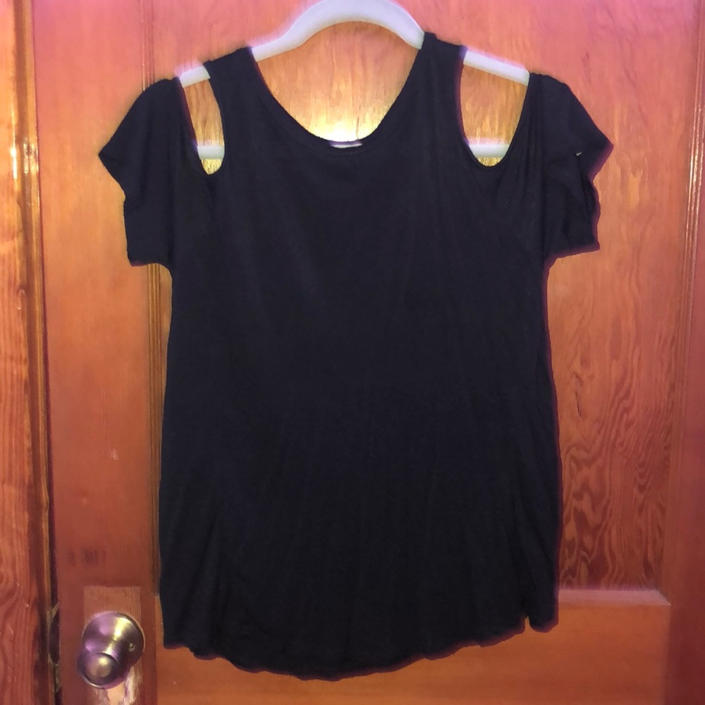 black cold shoulder top